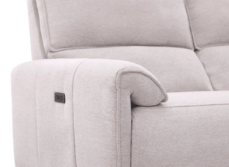 Canapé d’angle relax électrique en tissu beige LUDMILA - Angle droit