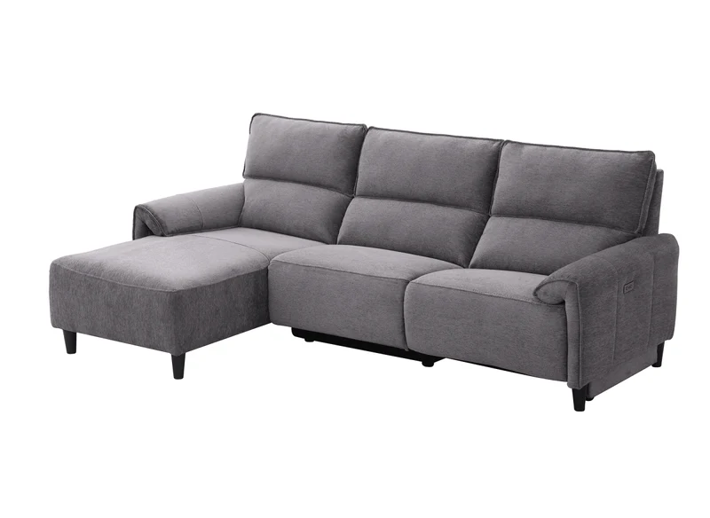 Canapé d’angle relax électrique en tissu gris foncé LUDMILA - Angle gauche