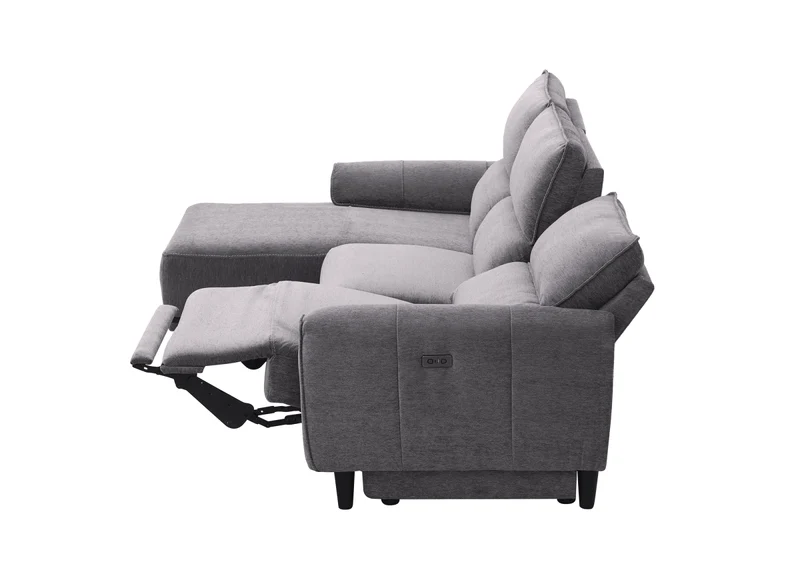 Canapé d’angle relax électrique en tissu gris foncé LUDMILA - Angle gauche