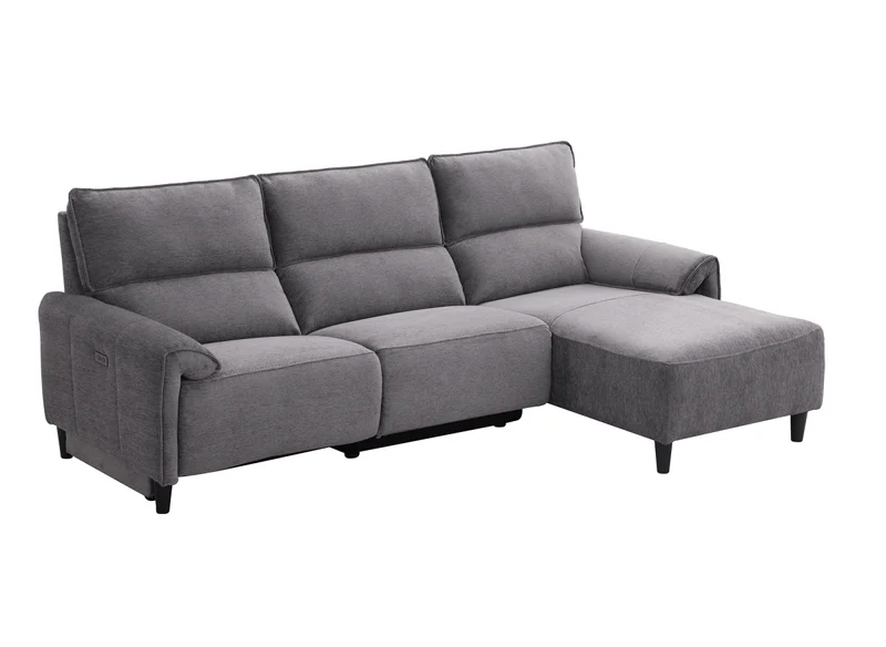 Canapé d’angle relax électrique en tissu gris foncé LUDMILA - Angle droit