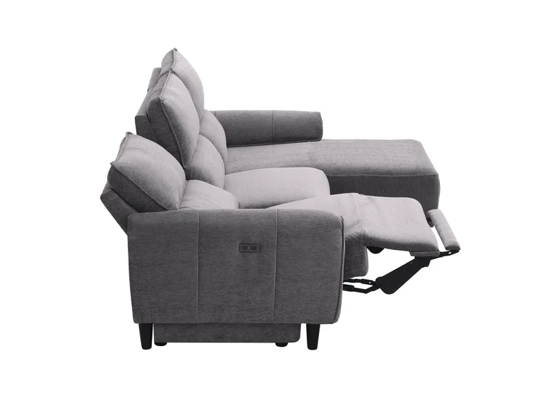 Canapé d’angle relax électrique en tissu gris foncé LUDMILA - Angle droit