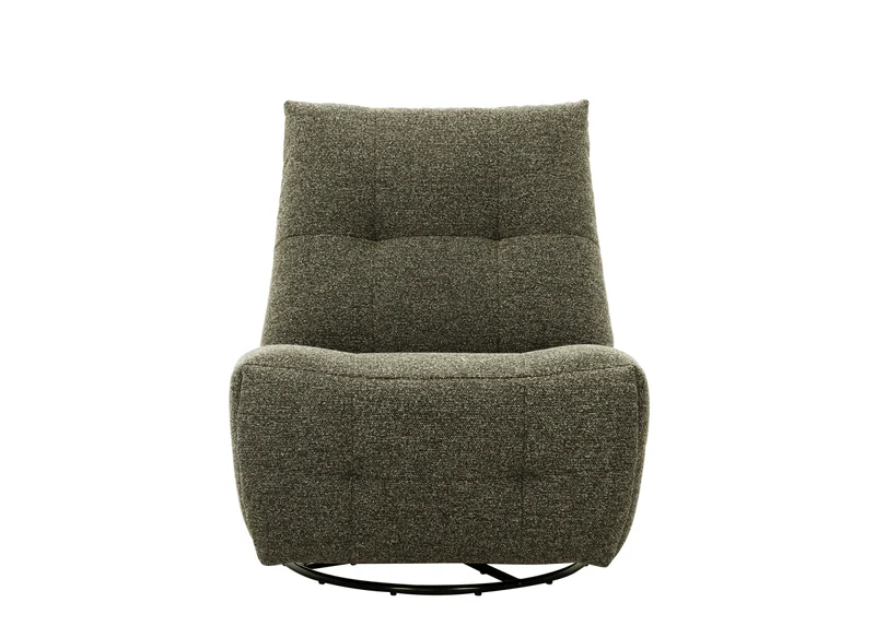 Fauteuil relax pivotant en velours texturé vert kaki LISON