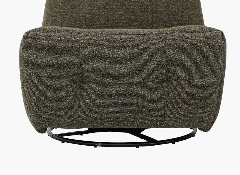 Fauteuil relax pivotant en velours texturé vert kaki LISON
