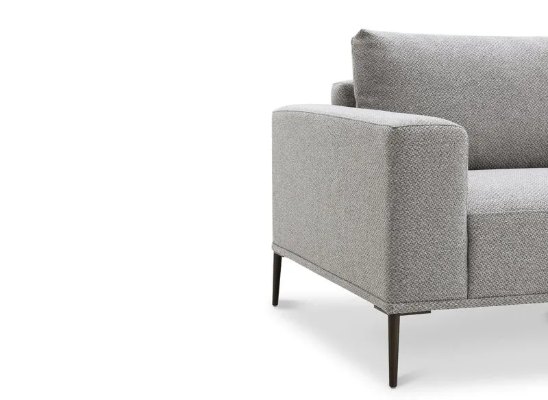 Canapé fixe 2 places en tissu gris clair ARNOLD