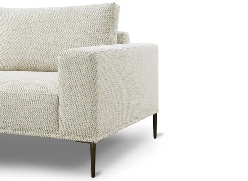 Canapé d'angle fixe avec méridienne en tissu beige ARNOLD - Angle Gauche
