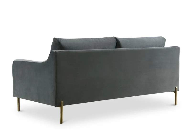 Canapé droit fixe 2 places en velours gris CELINE