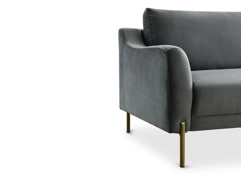 Canapé droit fixe 2 places en velours gris CELINE