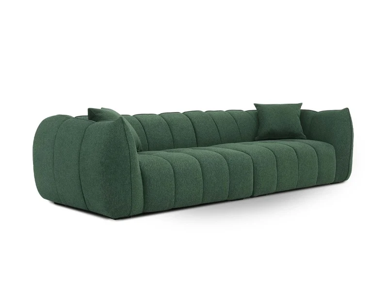 Canapé fixe 4 places en tissu vert ALISSA