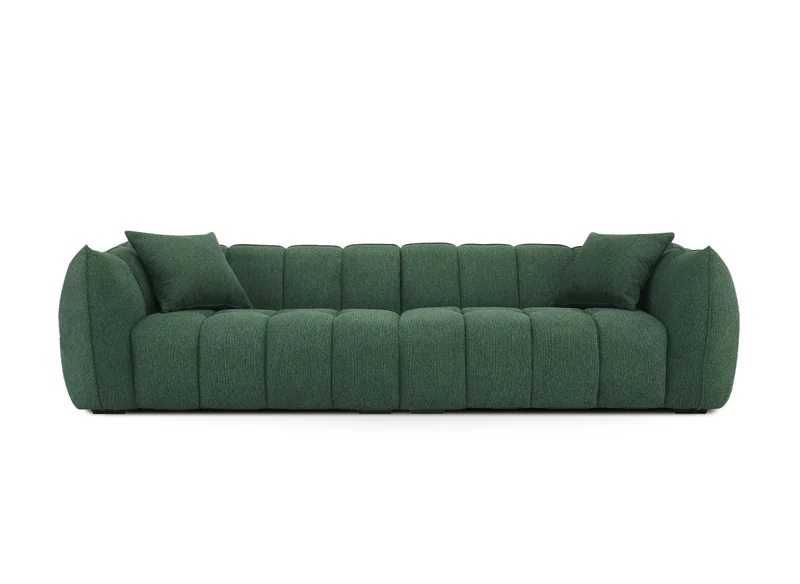 Canapé fixe 4 places en tissu vert ALISSA