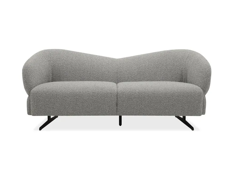 Canapé fixe 3 places en tissu effet peau de mouton gris clair LEXIE