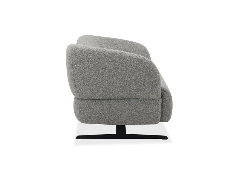 Canapé fixe 3 places en tissu effet peau de mouton gris clair LEXIE
