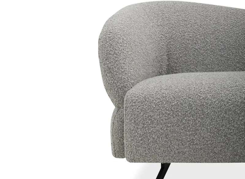 Canapé fixe 3 places en tissu effet peau de mouton gris clair LEXIE