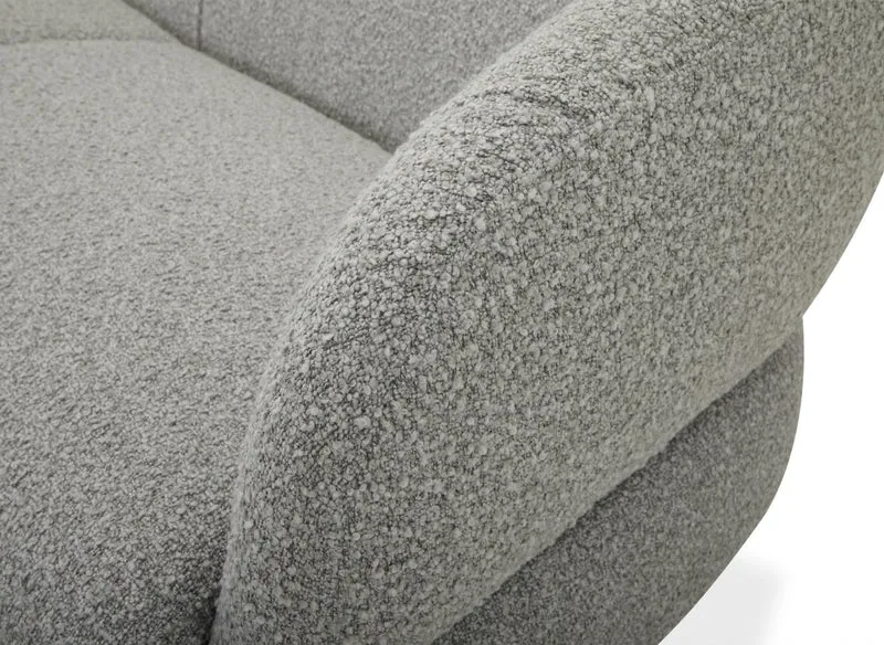 Canapé fixe 3 places en tissu effet peau de mouton gris clair LEXIE