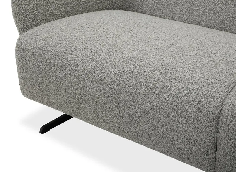 Canapé fixe 3 places en tissu effet peau de mouton gris clair LEXIE