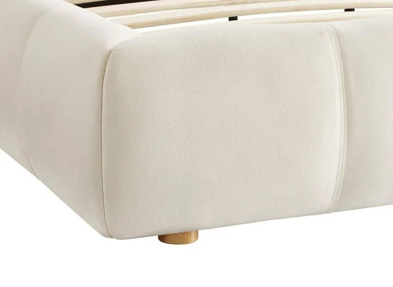 Lit double en velours beige 160x200 cm GEORGINA