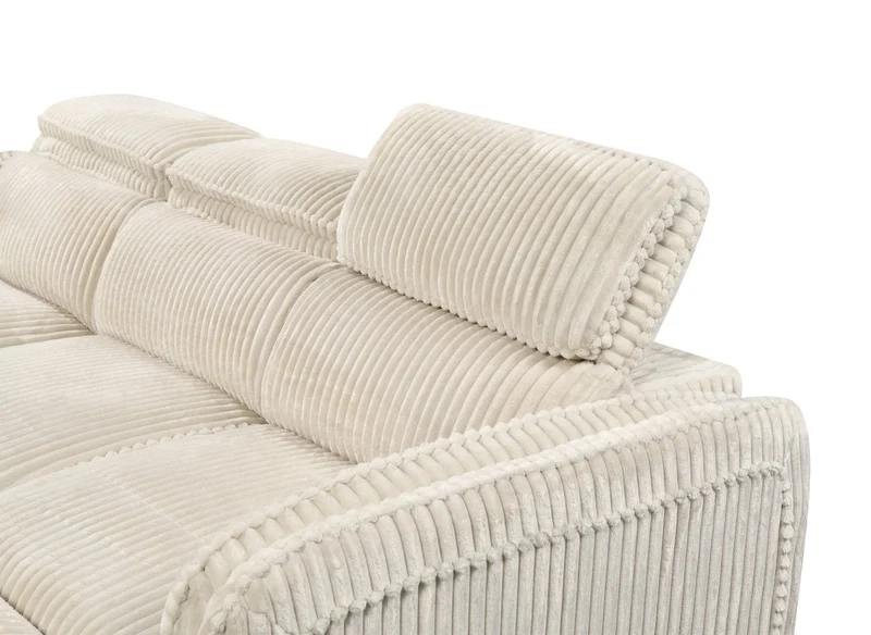 Canapé d'angle convertible en velours côtelé épais beige ISABELLA - Angle gauche