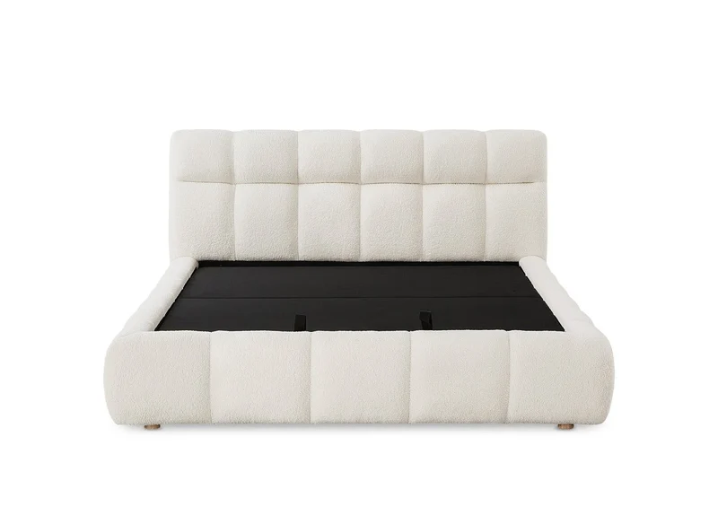 Lit coffre en tissu bouclette écru 140x190 cm GEORGINA
