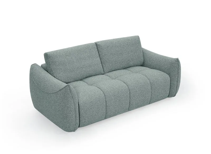 Canapé fixe 3 places en tissu bouclette vert d'eau EZRA