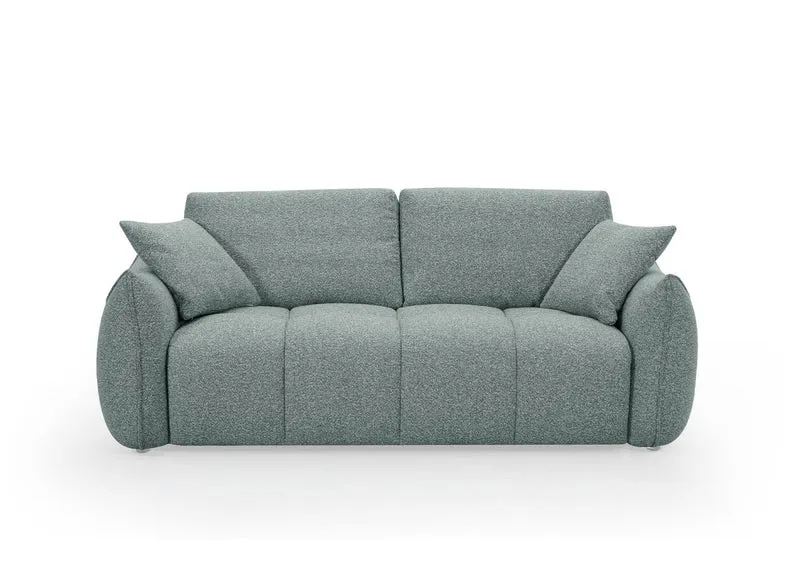 Canapé fixe 3 places en tissu bouclette vert d'eau EZRA