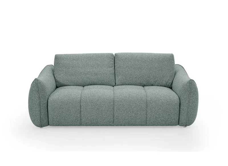 Canapé fixe 3 places en tissu bouclette vert d'eau EZRA