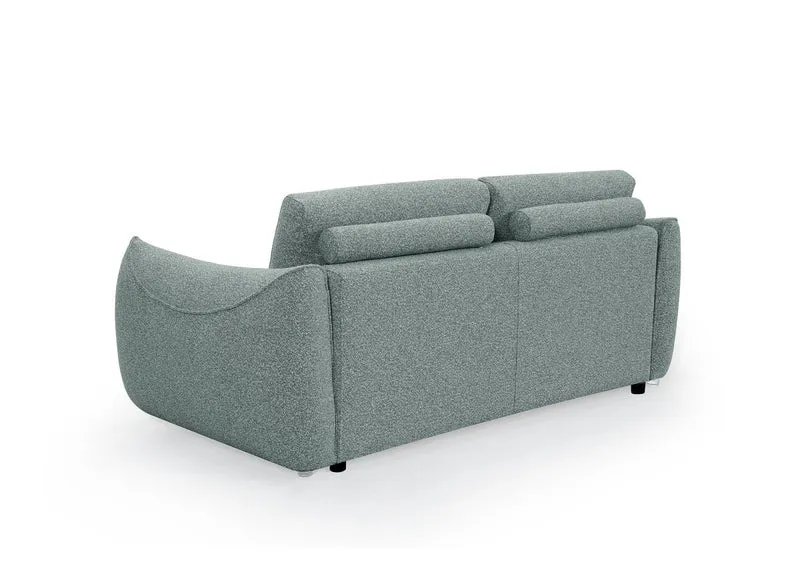 Canapé fixe 3 places en tissu bouclette vert d'eau EZRA