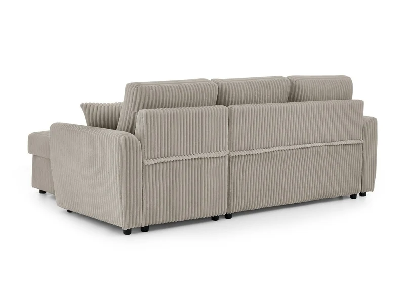 Canapé d'angle convertible et réversible avec coffre en velours côtelé épais taupe ADRYEN