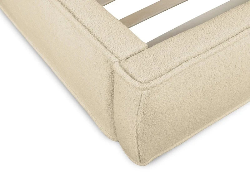 Lit coffre en tissu bouclette beige 180x200cm YUNA