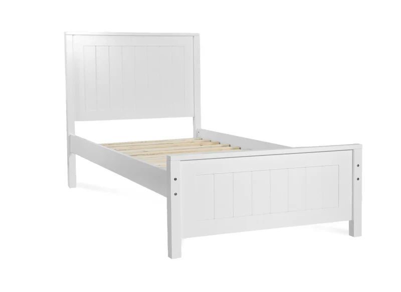 Lit 1 personne en bois blanc 90x190 cm KENNY