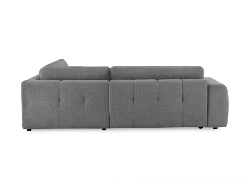 Canapé d'angle convertible avec coffre en tissu gris HAVEN - Angle droit