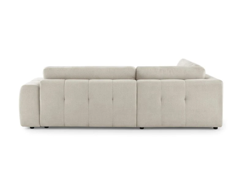 Canapé d'angle convertible avec coffre en tissu beige HAVEN - Angle gauche
