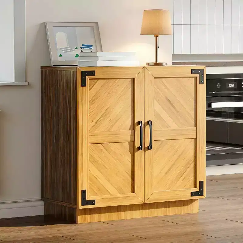 Buffet de salle à manger ou de cuisine de style ferme moderne de 80 cm avec portes et étagères réglables - Marron