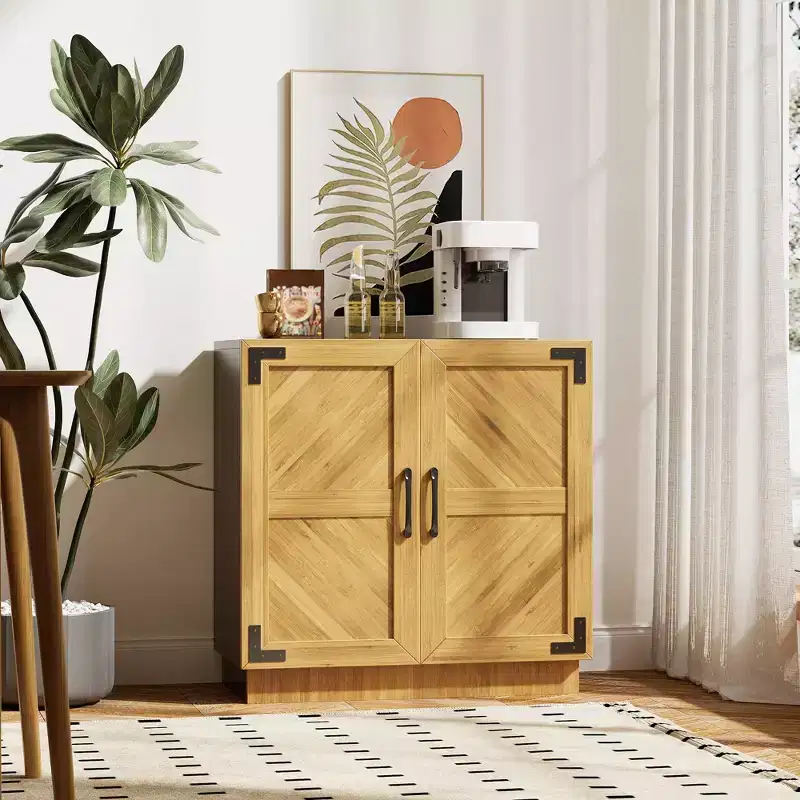 Buffet de salle à manger ou de cuisine de style ferme moderne de 80 cm avec portes et étagères réglables - Marron