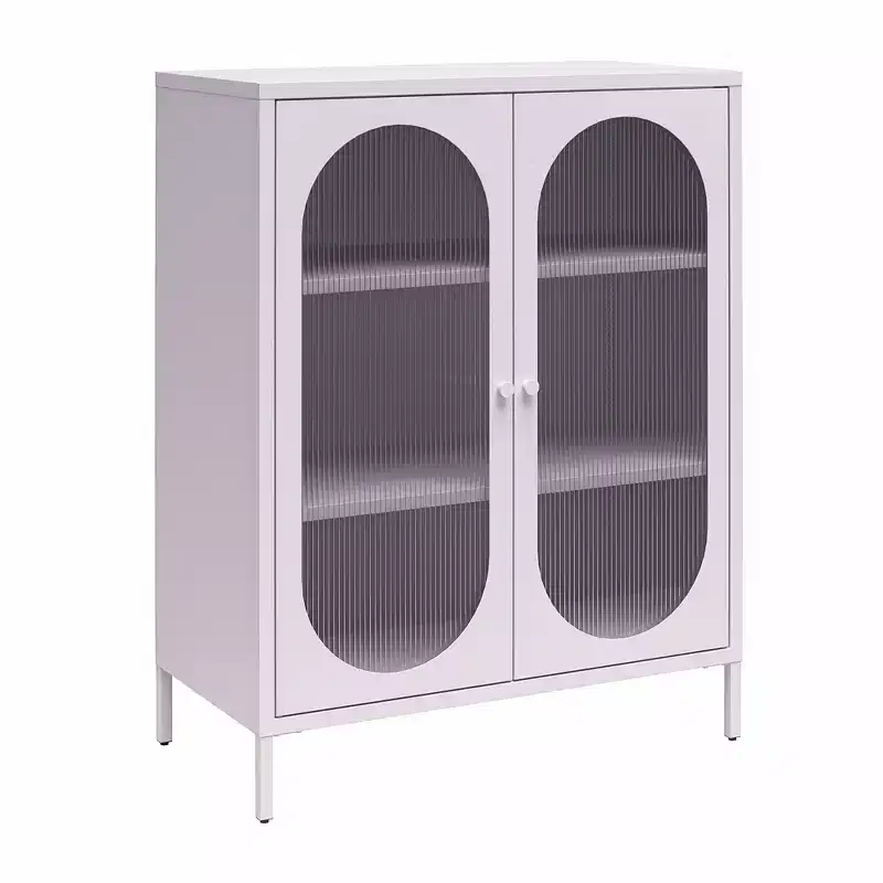 Buffet d'appoint Dalton Modern 40 en métal et verre à 2 portes
