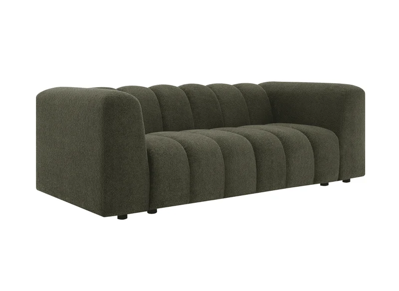Canapé fixe 3 places en tissu bouclette vert AELIS