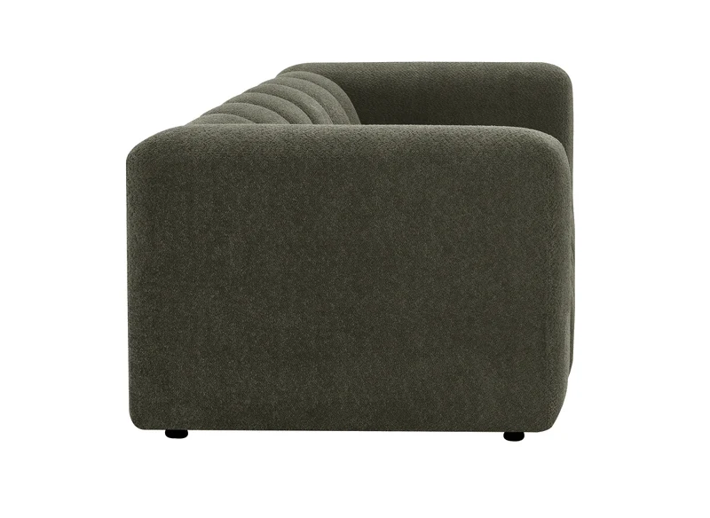 Canapé fixe 3 places en tissu bouclette vert AELIS