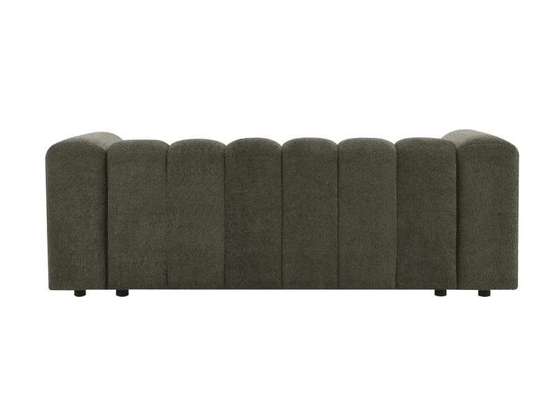 Canapé fixe 3 places en tissu bouclette vert AELIS