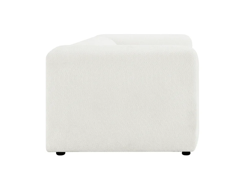 Canapé fixe 3 places en tissu bouclette beige clair AELIS
