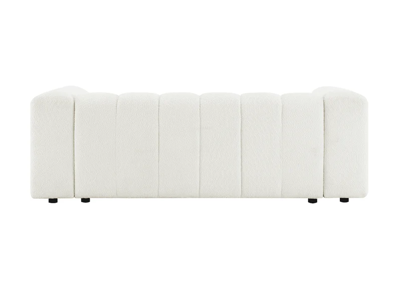 Canapé fixe 3 places en tissu bouclette beige clair AELIS