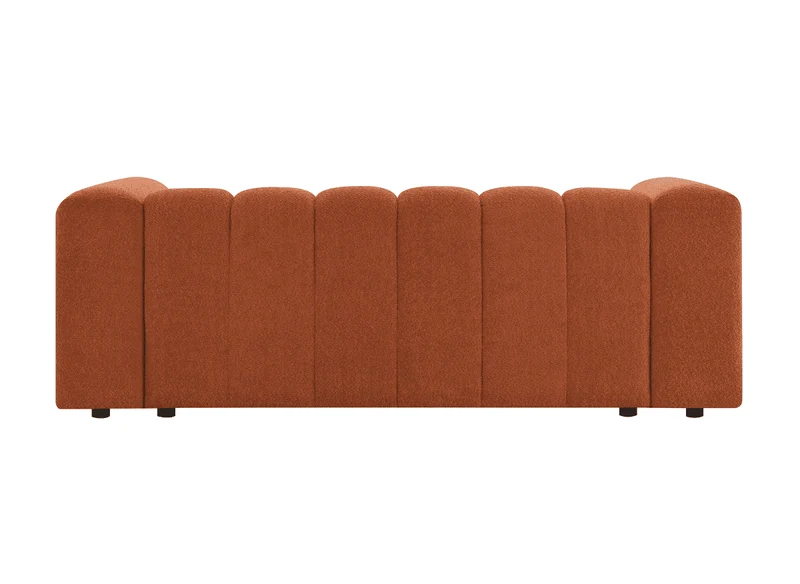 Canapé fixe 3 places en tissu bouclette terracotta AELIS