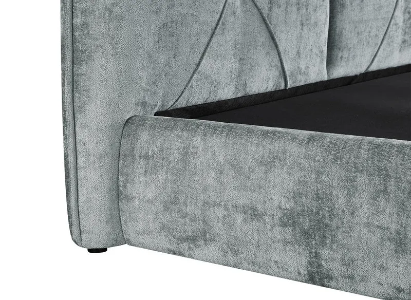 Lit coffre en tissu bouclette doux gris 160x200 cm NOAH