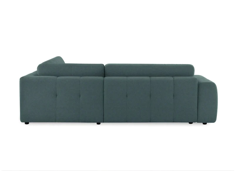 Canapé d'angle convertible avec coffre en tissu vert olive HAVEN - Angle droit