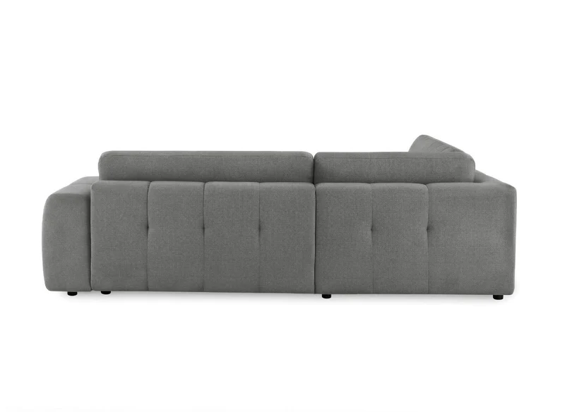 Canapé d'angle convertible avec coffre en tissu gris HAVEN - Angle gauche