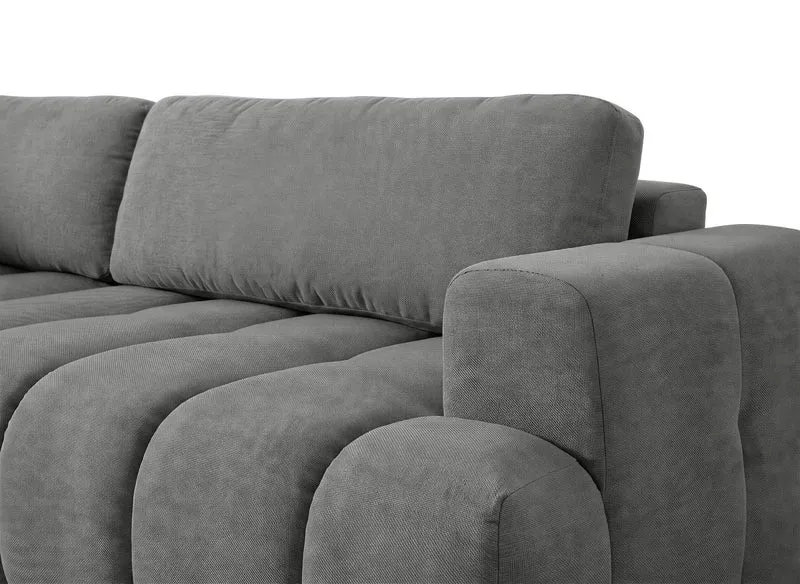 Canapé d'angle convertible avec coffre en tissu gris HAVEN - Angle gauche