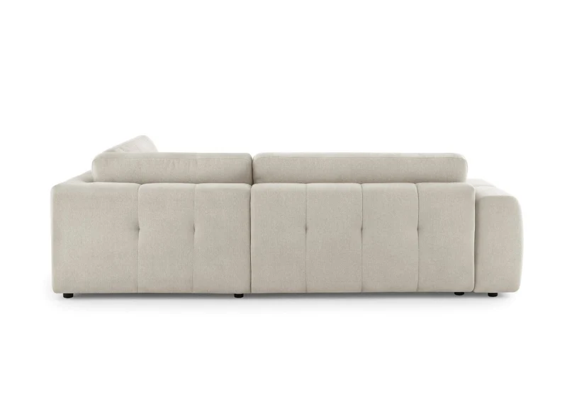 Canapé d'angle convertible avec coffre en tissu beige HAVEN - Angle droit