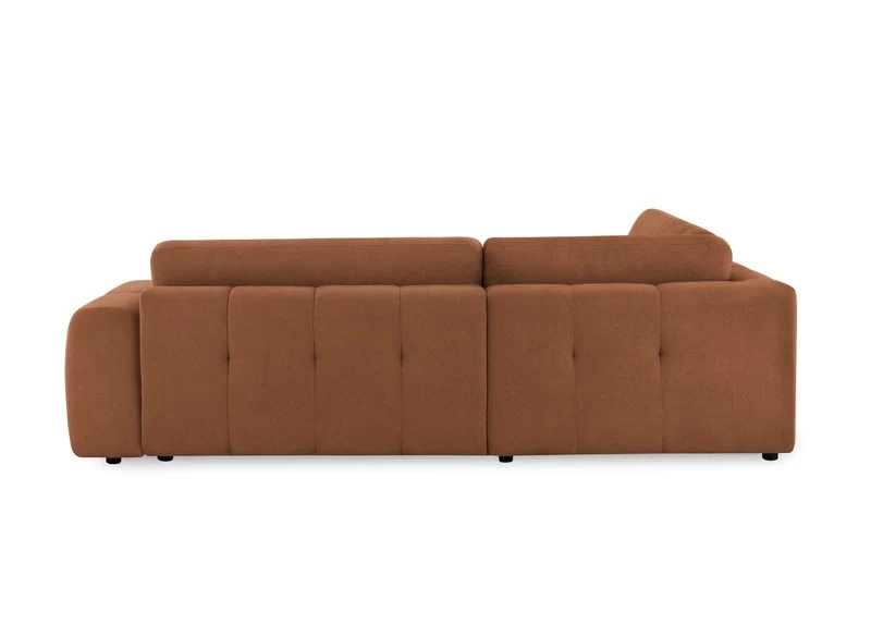 Canapé d'angle convertible avec coffre en tissu terracotta HAVEN - Angle gauche