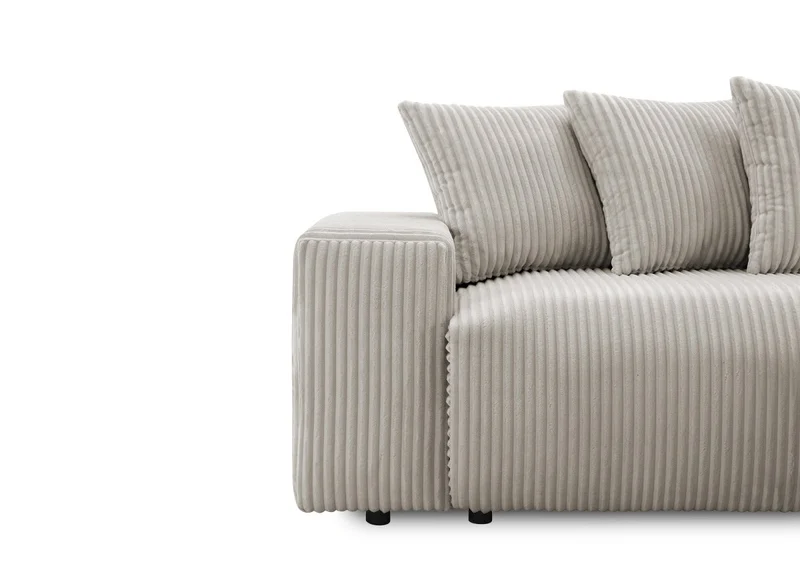 Canapé d'angle réversible convertible avec coffre en velours côtelé épais taupe NOELIA