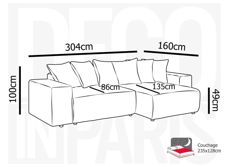 Canapé d'angle réversible convertible avec coffre en velours côtelé épais taupe NOELIA