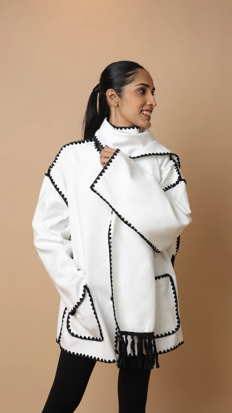 Velora Coat with Scarf (White)