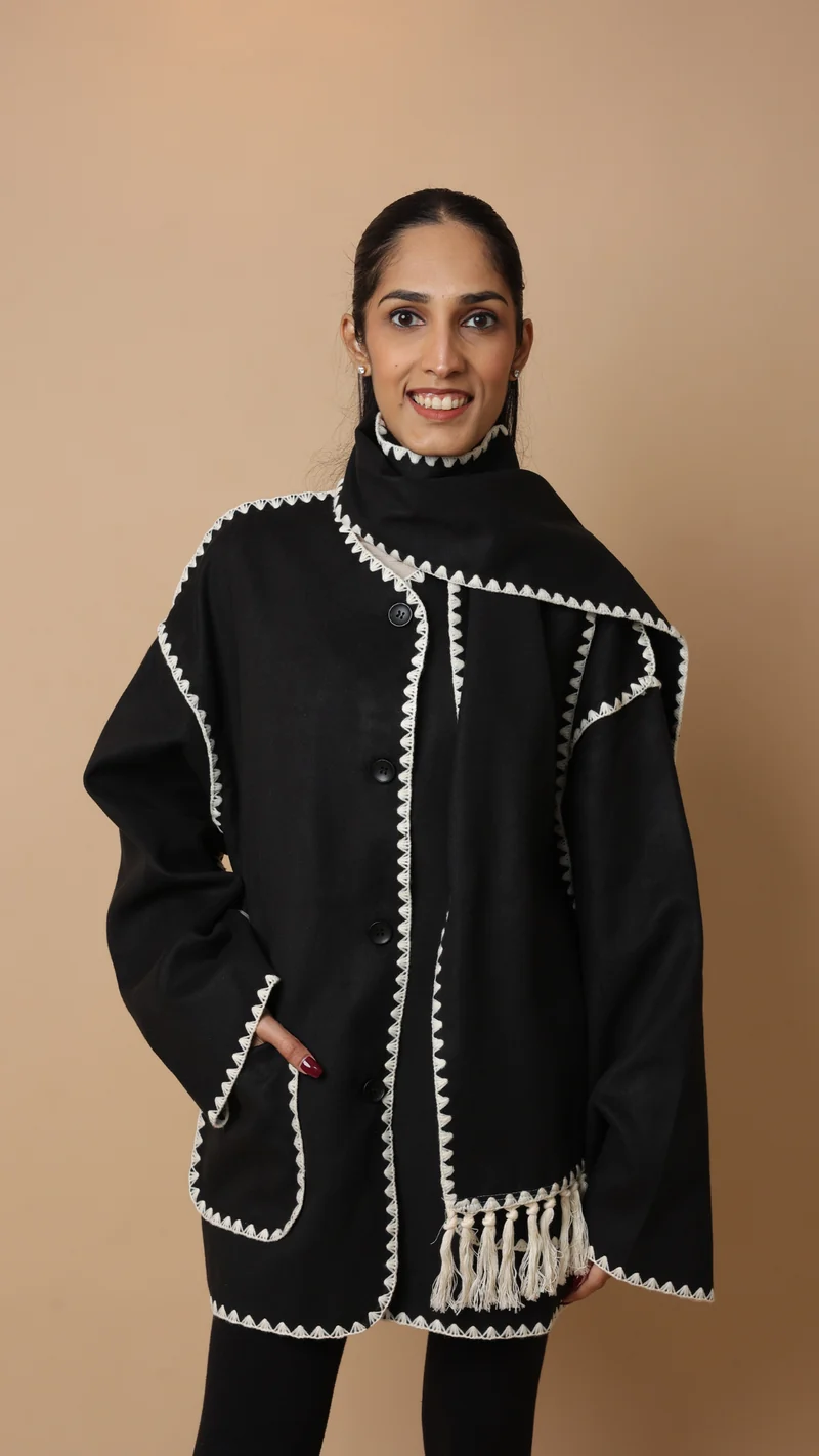 Velora Coat with Scarf (Grey)
