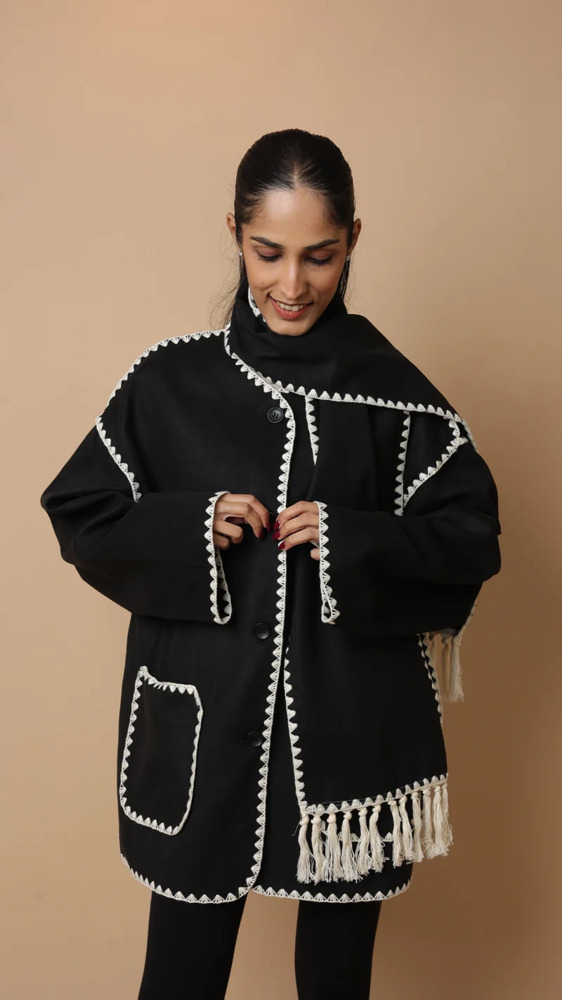 Velora Coat with Scarf (Grey)